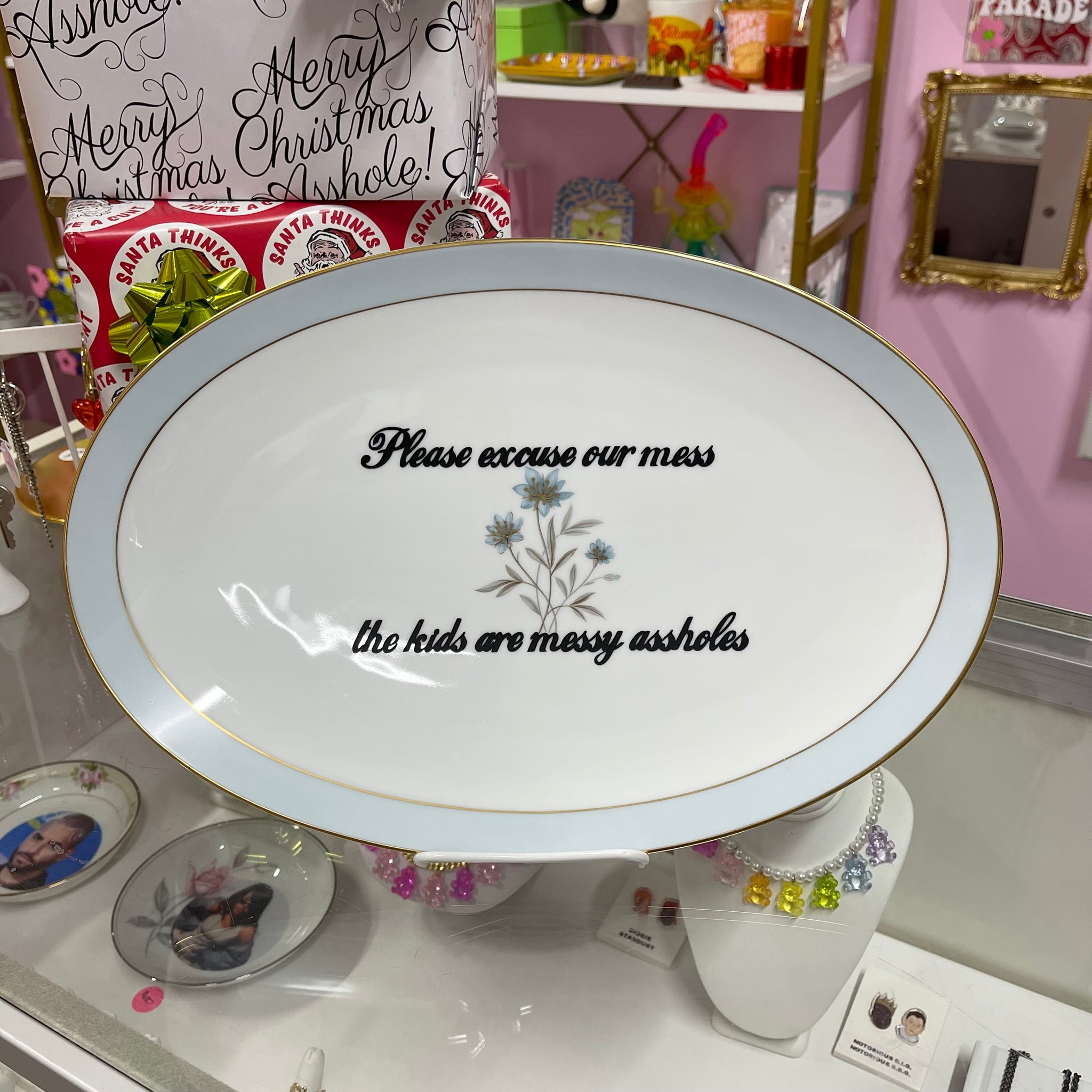 Please Excuse Our Mess Vintage Plate