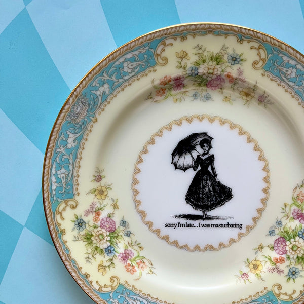 Sorry I'm Late Vintage Plate
