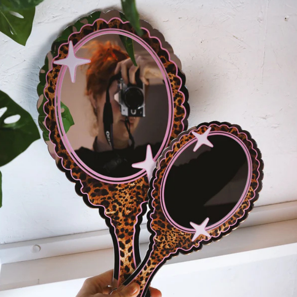 Retro Vanity Hand Mirror (Leopard)