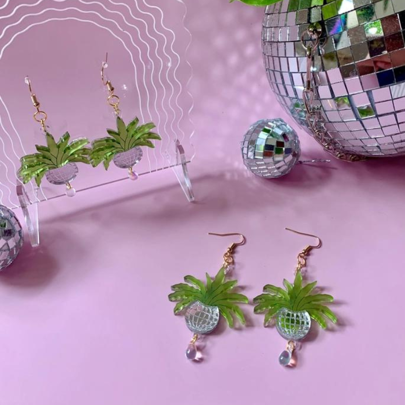 Disco Ball Planter Earrings