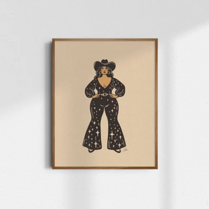 Disco Glitter Cowgirl Small Print