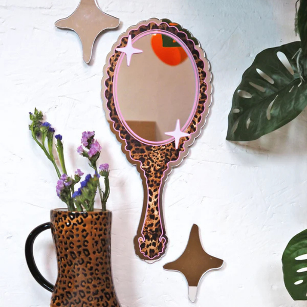 Retro Vanity Hand Mirror (Leopard)