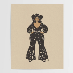 Disco Glitter Cowgirl Mini Print