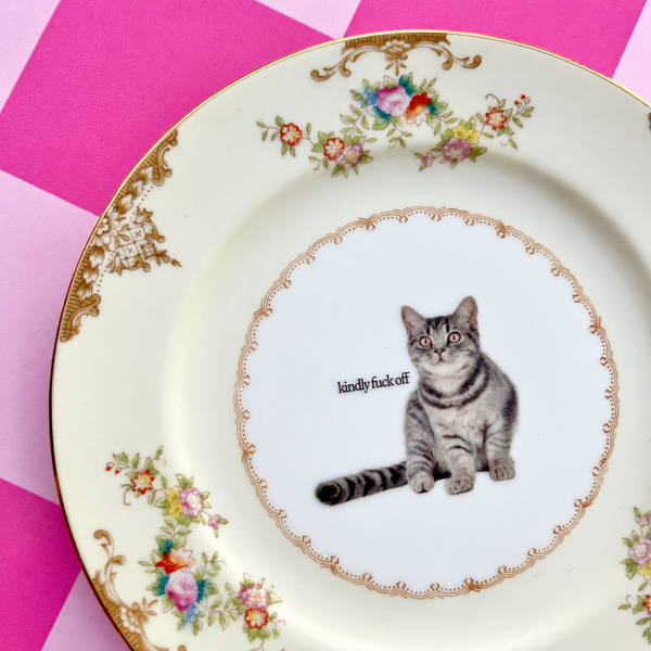 Kindy F Off Vintage Plate 6.5"