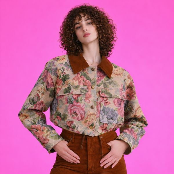 Floral Tapestry Button Up Jacket