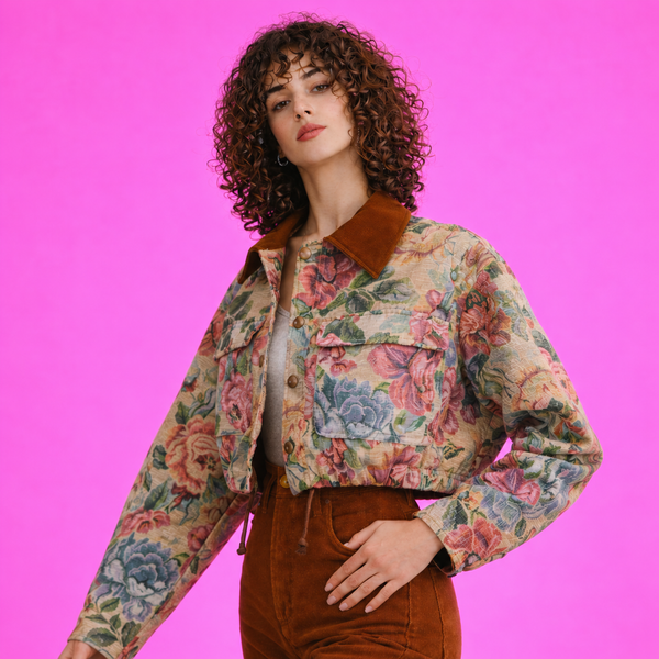 Floral Tapestry Button Up Jacket