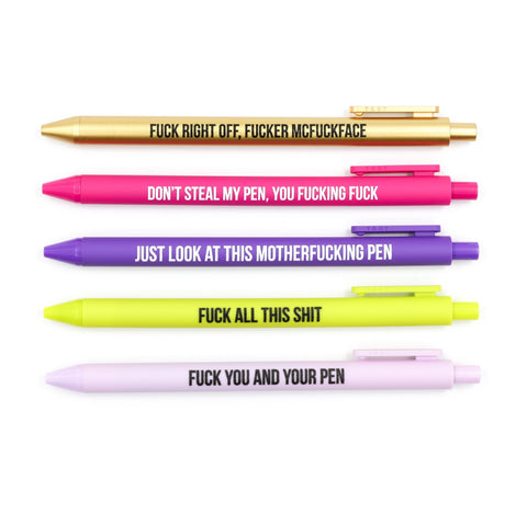 Sweary F*ck Pens Set Of 5 Multicolor Pens