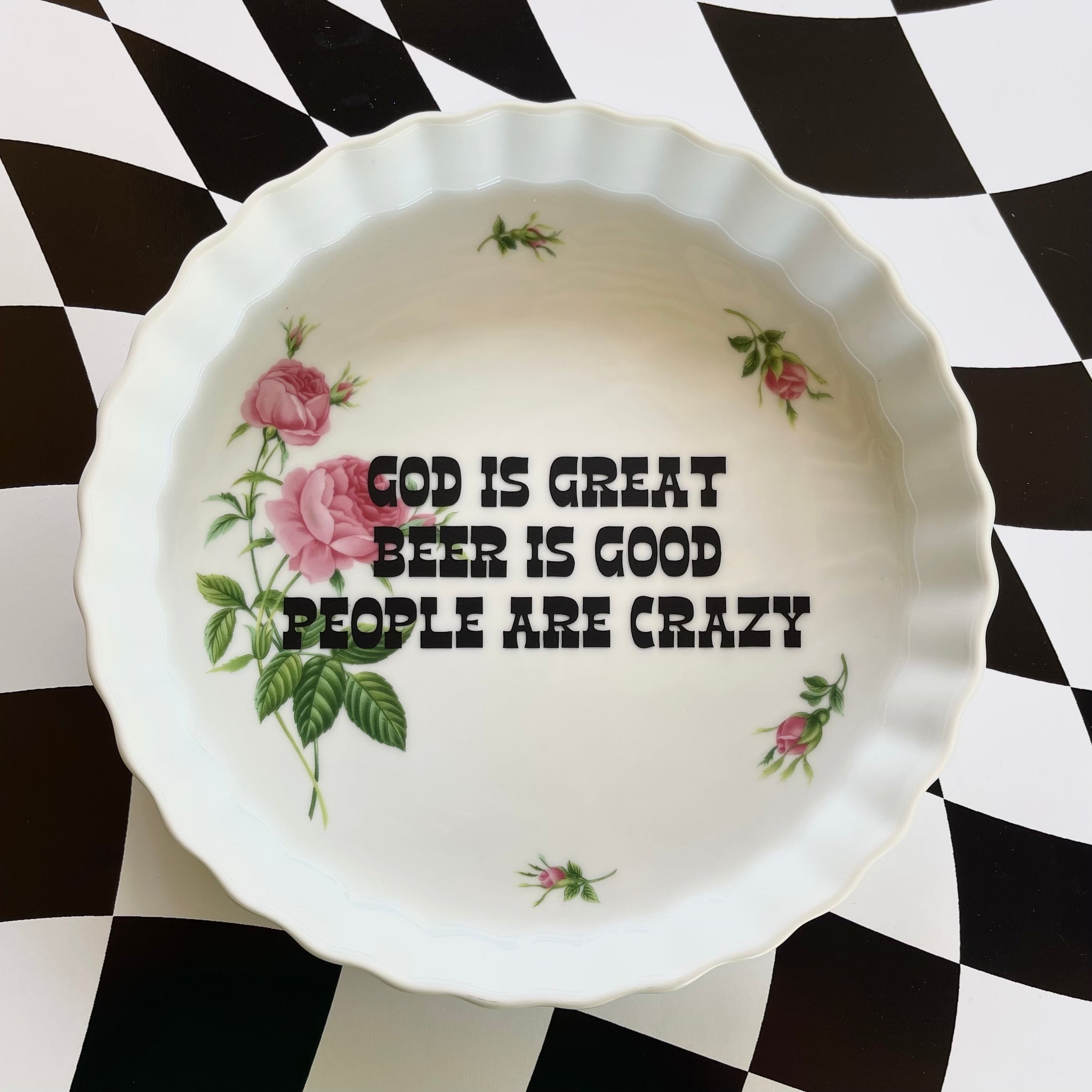 God Is Great Beer Is Good Vintage Dish